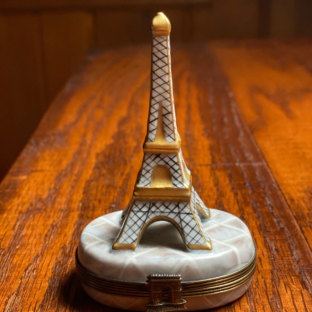 Limoges Peint Main Trinket Box - Eiffel Tower